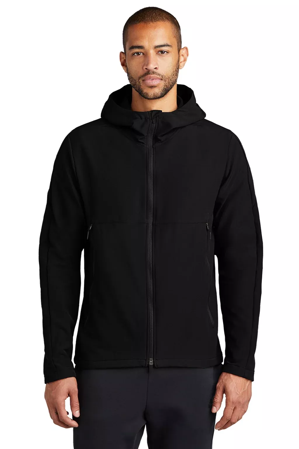 Nike Mens Moisture Wicking Soft Shell Full Zip Hooded Jacket - Black