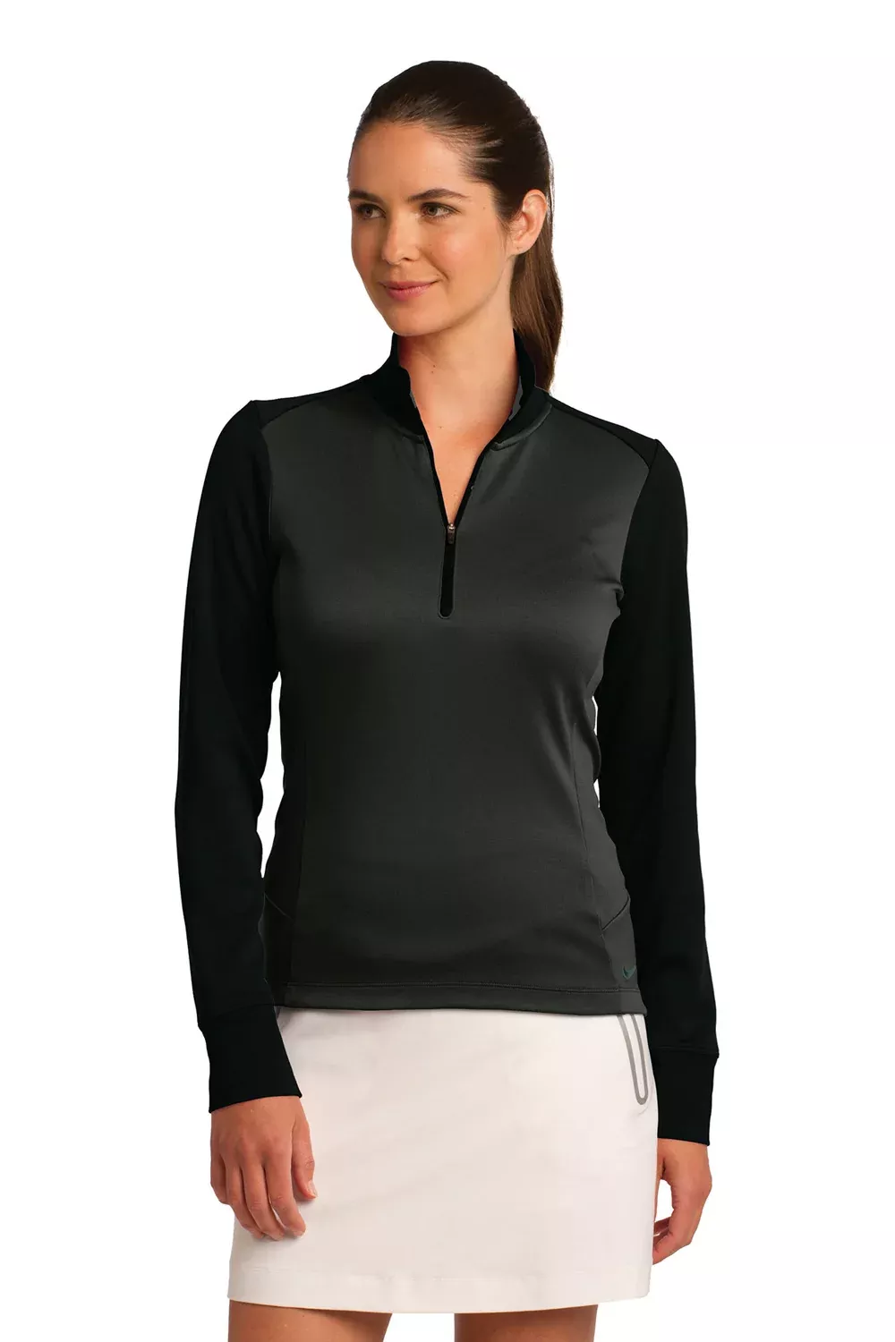 Nike Womens Dri-Fit Moisture Wicking 1/4 Zip Sweatshirt - Anthracite Grey/Black - Closeout