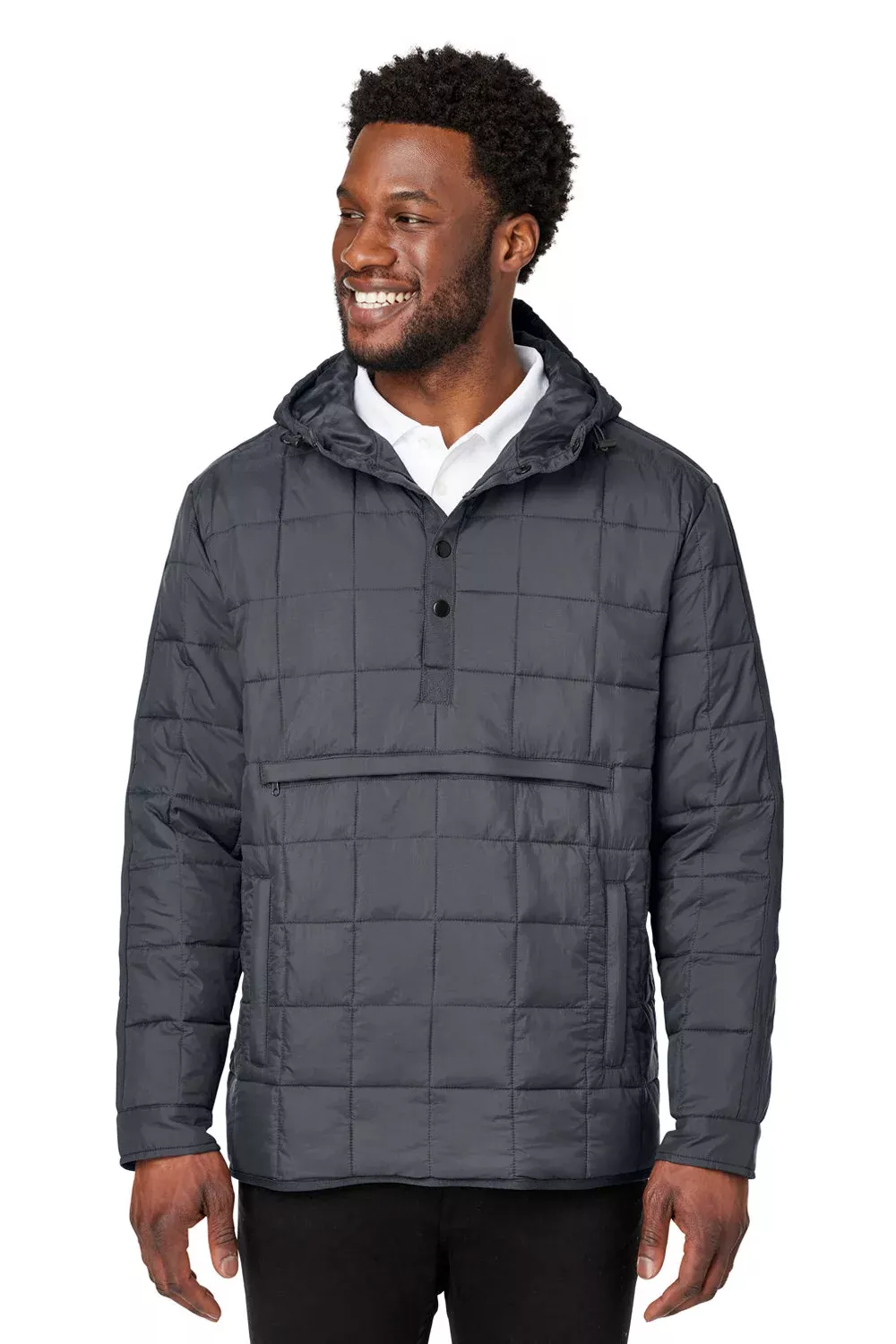 North End Mens Aura Water Resistant Packable Hooded Anorak Jacket - Carbon Grey - Closeout