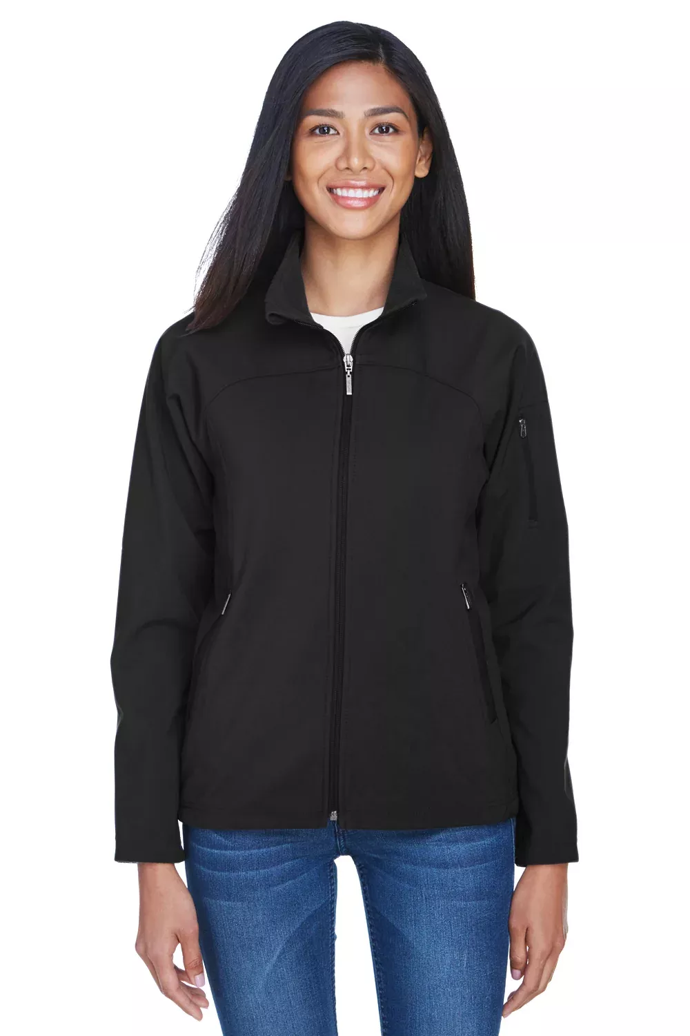North End Womens Performance Water Resistant Full Zip Jacket - Black - Closeout