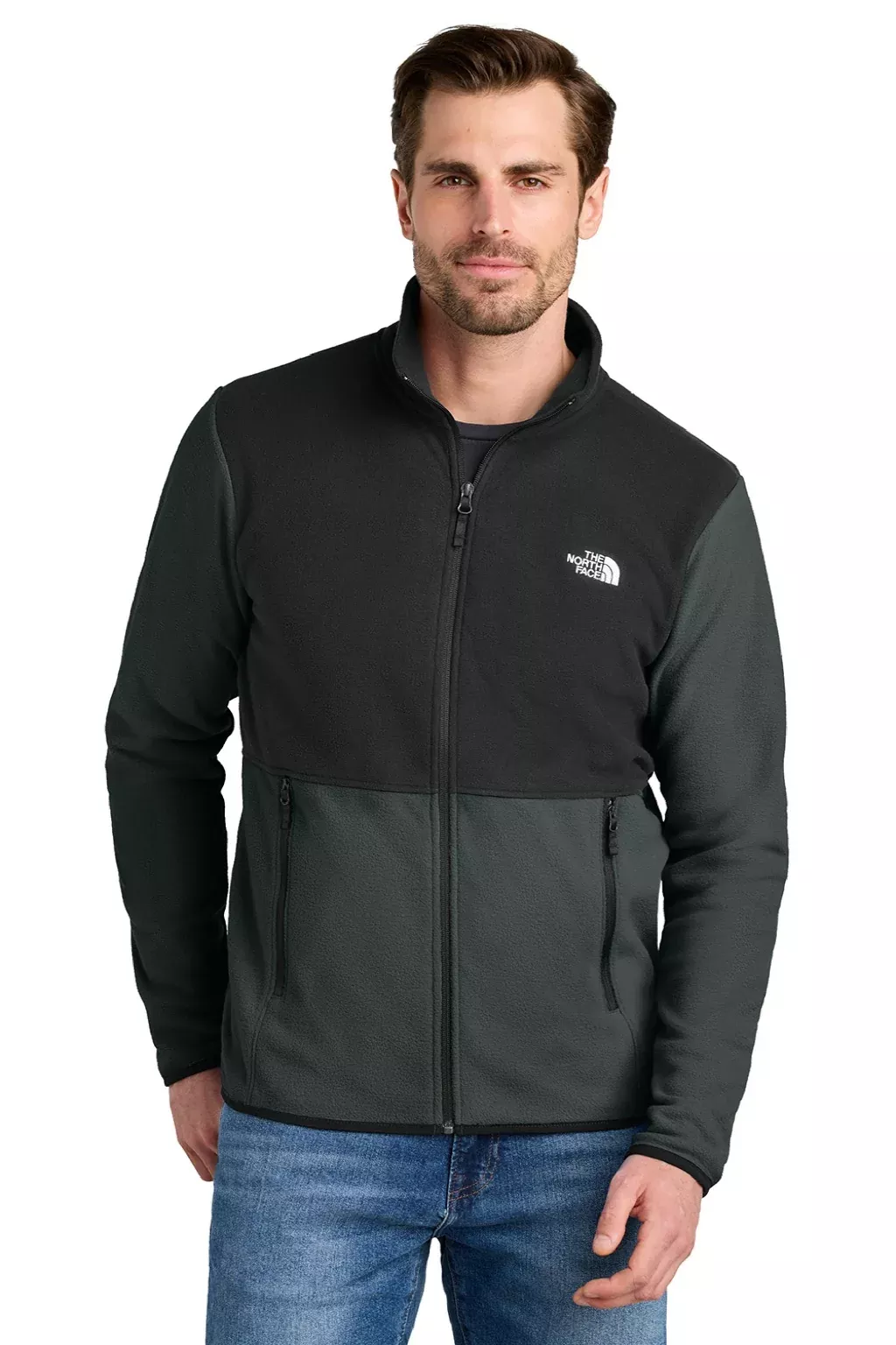 The North Face Mens Glacier Fleece Full Zip Jacket - Asphalt Grey/Black