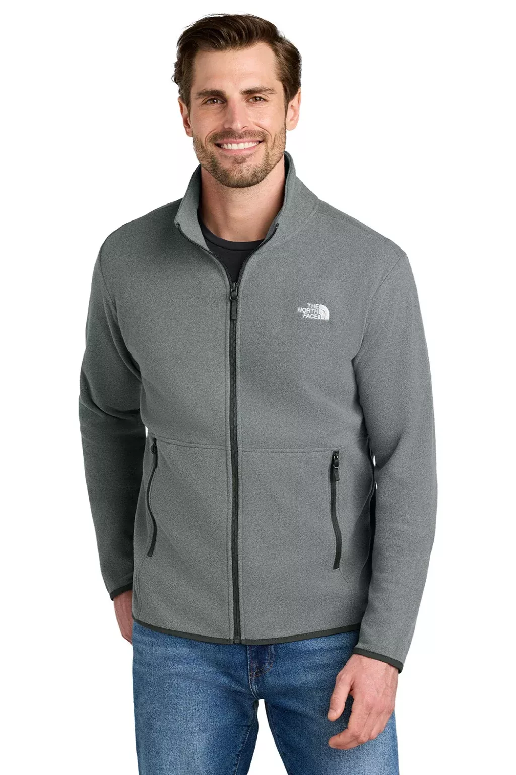 The North Face Mens Glacier Fleece Full Zip Jacket - Heather Medium Grey