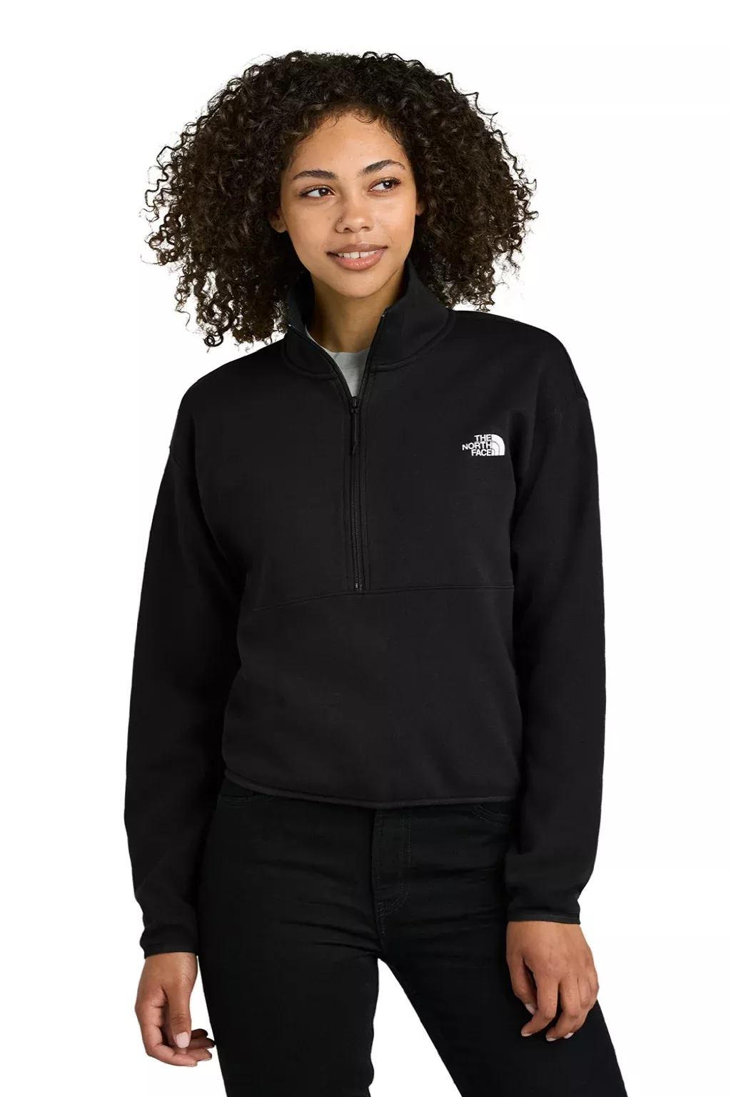The North Face Womens Double Knit 1/4 Zip Fleece Jacket - Black