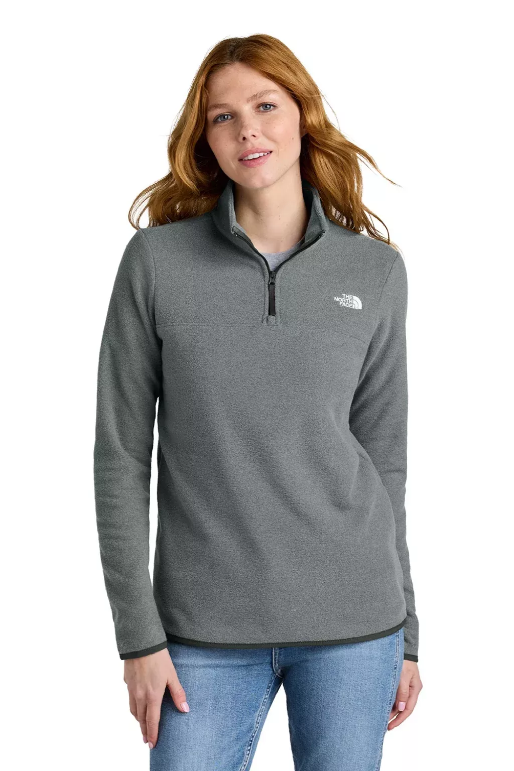 The North Face Womens Glacier Fleece 1/4 Zip Jacket - Heather Medium Grey