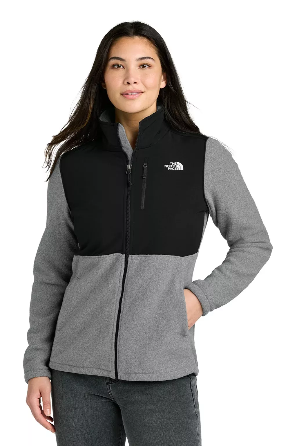 The North Face Womens Highest Peak Fleece Full Zip Jacket - Heather Medium Grey/Black