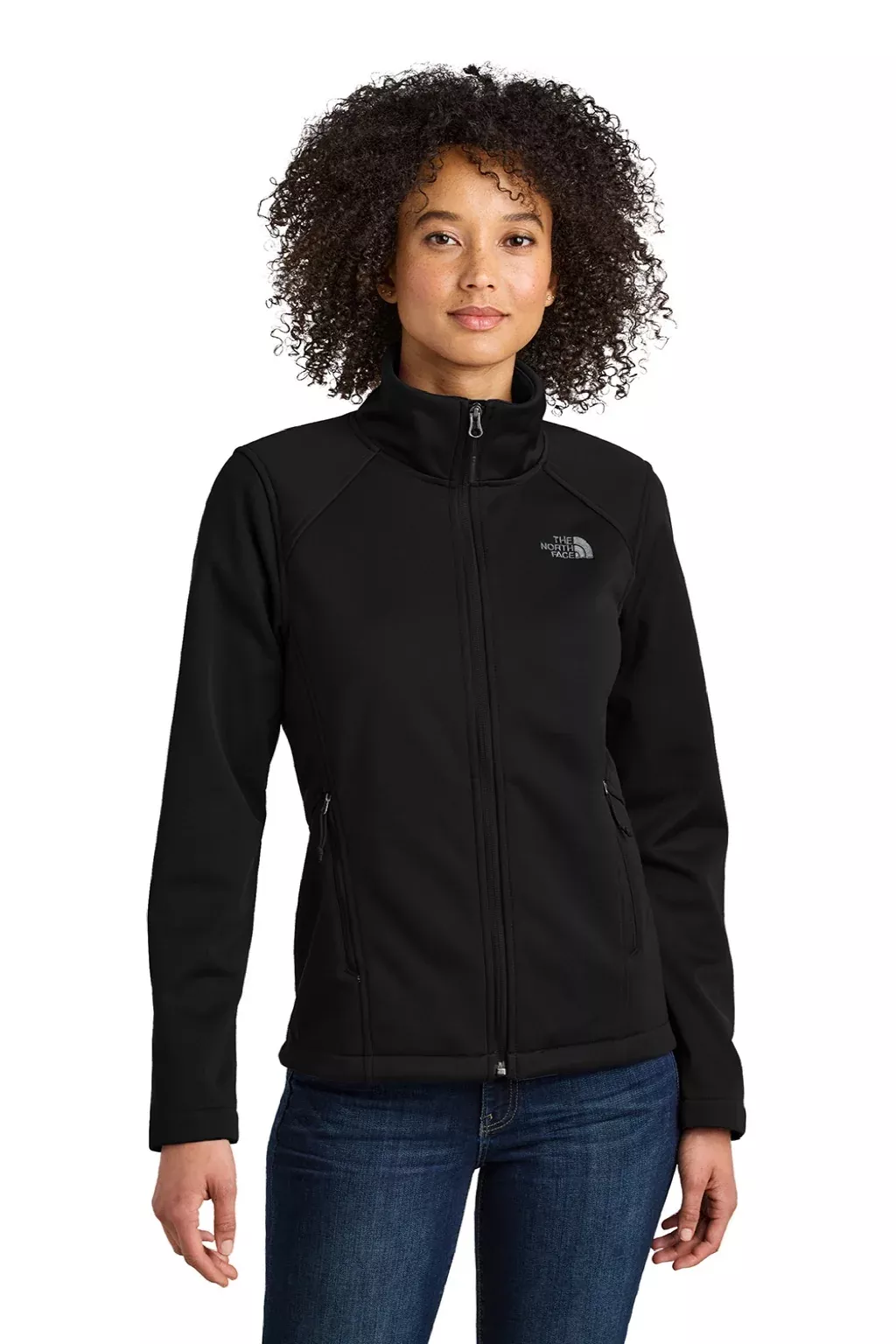 The North Face Womens Ridgewall Wind & Water Resistant Soft Shell Full Zip Jacket - Black