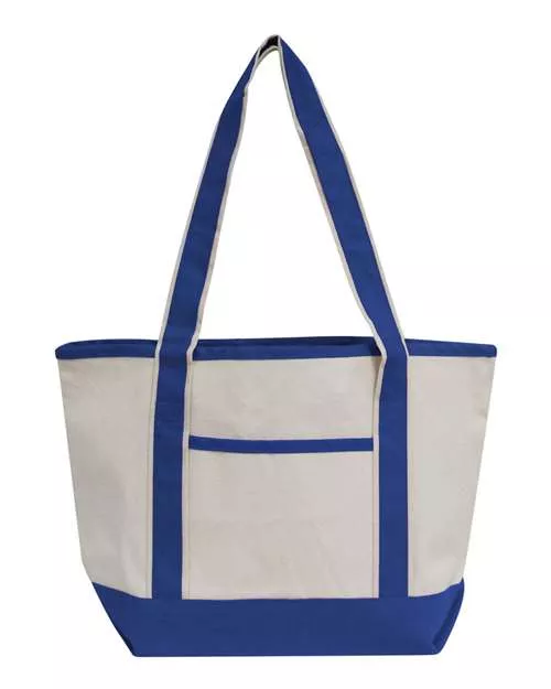 OAD OAD102 Promotional Heavyweight Medium Beach Tote – 12 oz. 100% Cotton Canvas Beach Tote with Pockets | 18.5"W × 12"H × 5.5"D