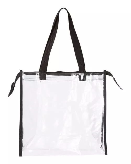 OAD OAD5006 Clear Zippered Tote with Full Gusset – 100% PVC Double-Polished Transparent Stadium-Compliant Tote | 12"W × 12"H × 6"D