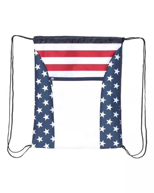 OAD OAD5050 Americana Drawstring Bag – 600D/210D Stars and Stripes Drawstring Bag | 16.5" × 13.5"