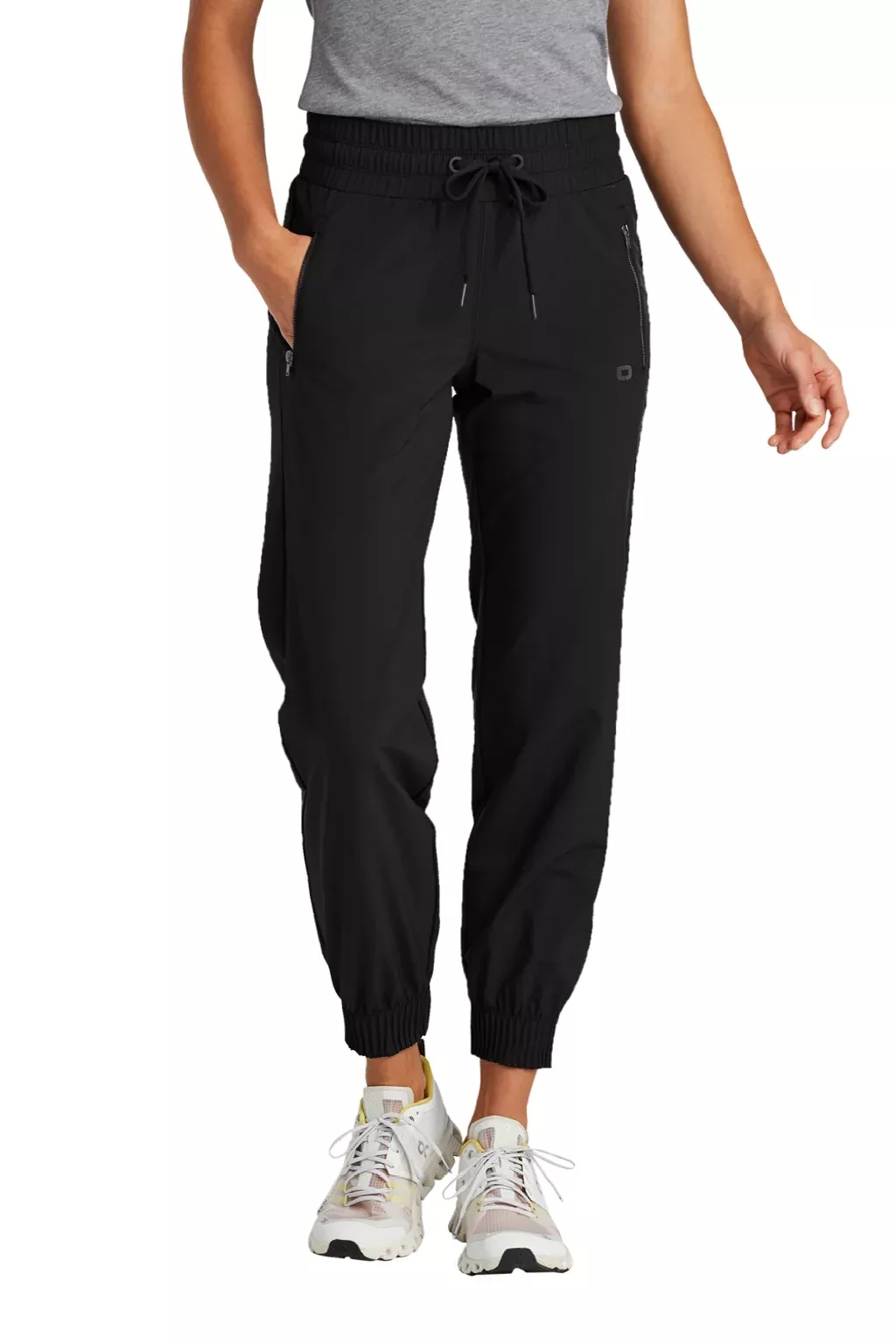 Ogio Womens Connection Water Resistant Jogger Sweatpants w/ Pockets - Blacktop
