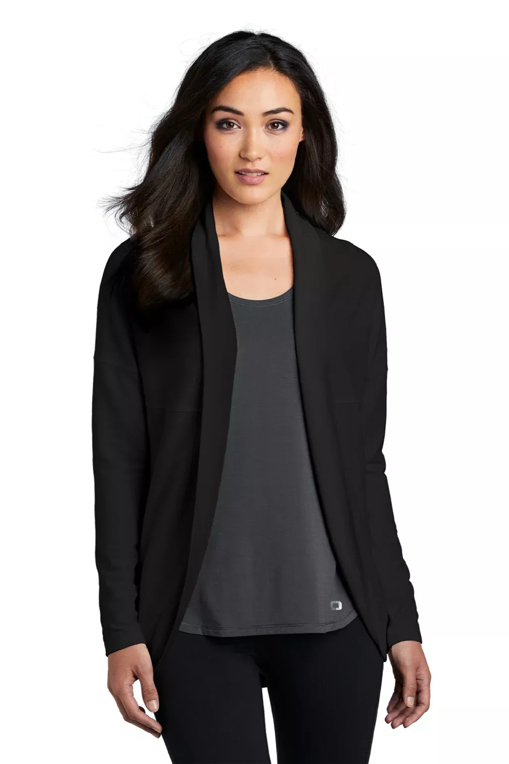 Ogio Womens Luuma Cocoon Open Front Fleece Sweatshirt - Blacktop