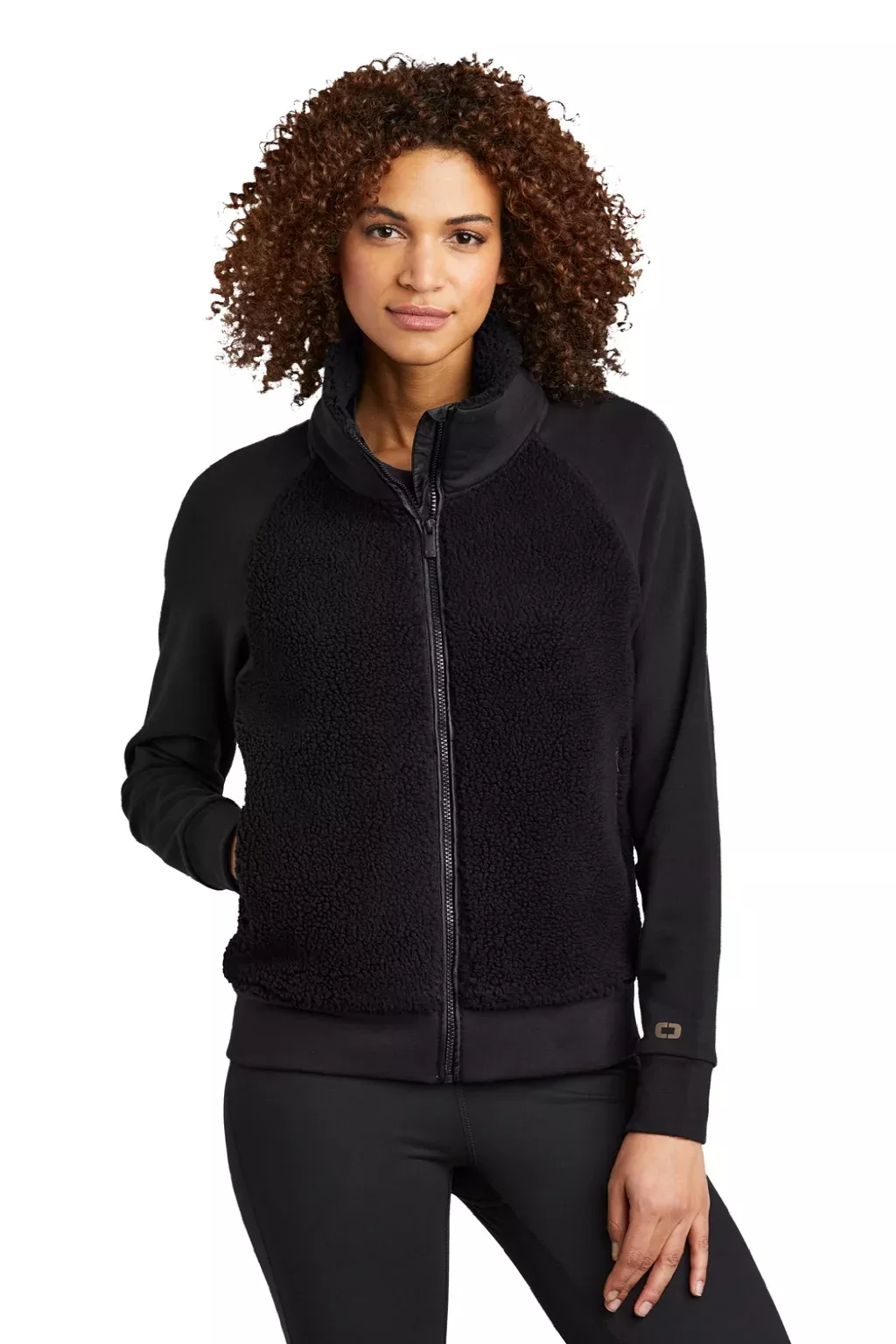 Ogio Womens Luuma Sherpa Fleece Full Zip Jacket - Blacktop