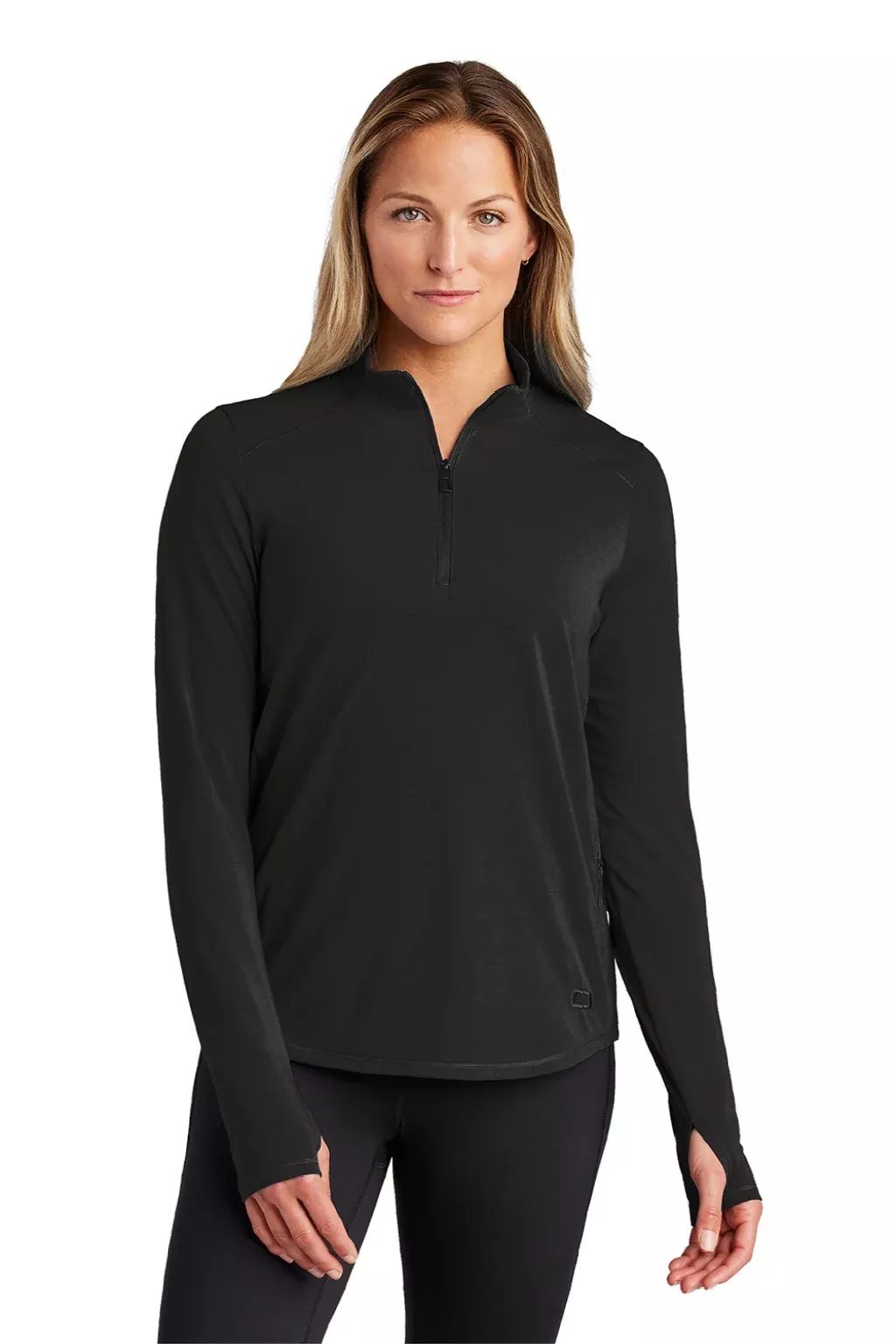 Ogio Womens Motion Moisture Wicking 1/4 Zip Sweatshirt w/ Pocket - Blacktop