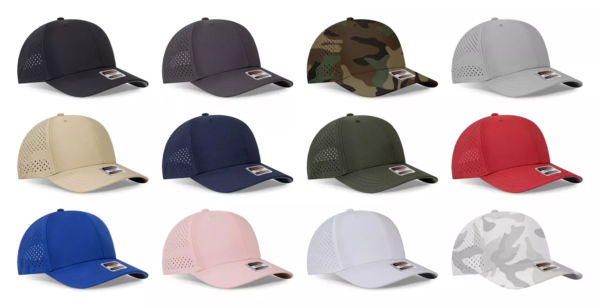 OTTO CAP 110-1 - 6 Panel Mid Profile Perforated Performance Cap – Breathable Adjustable Baseball Hat