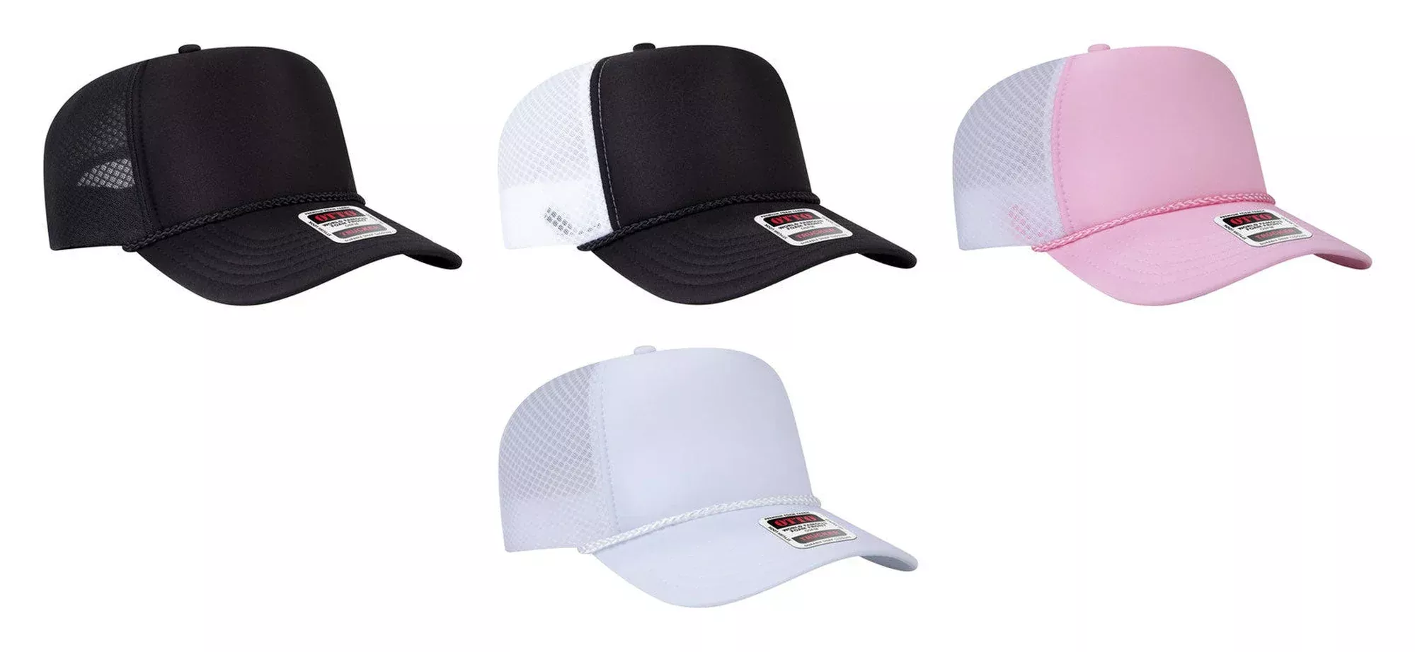 OTTO CAP 39-166 -5 Panel High Crown Circle Mesh Back Trucker Hat