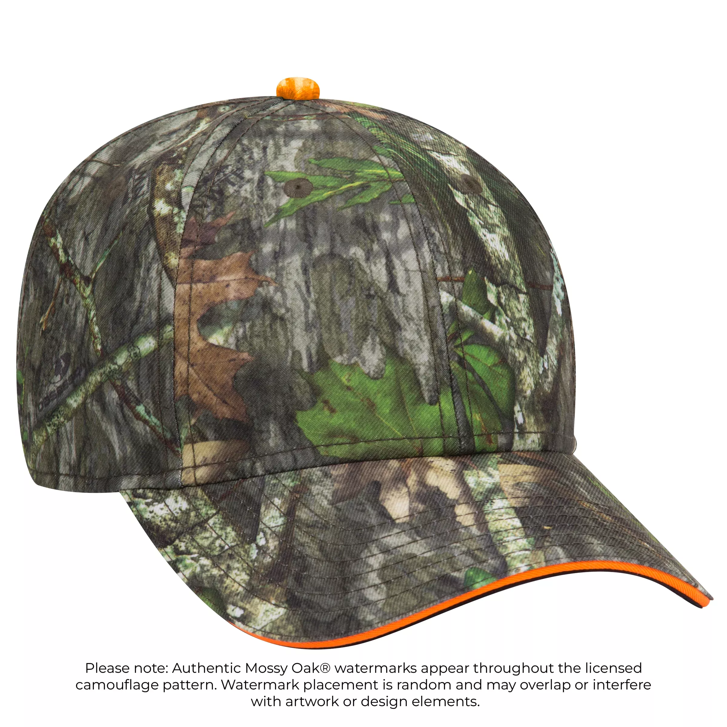 OTTO CAP Mossy Oak Camouflage Sandwich Visor 6 Panel Low Profile Baseball Cap OTTO 171-1294