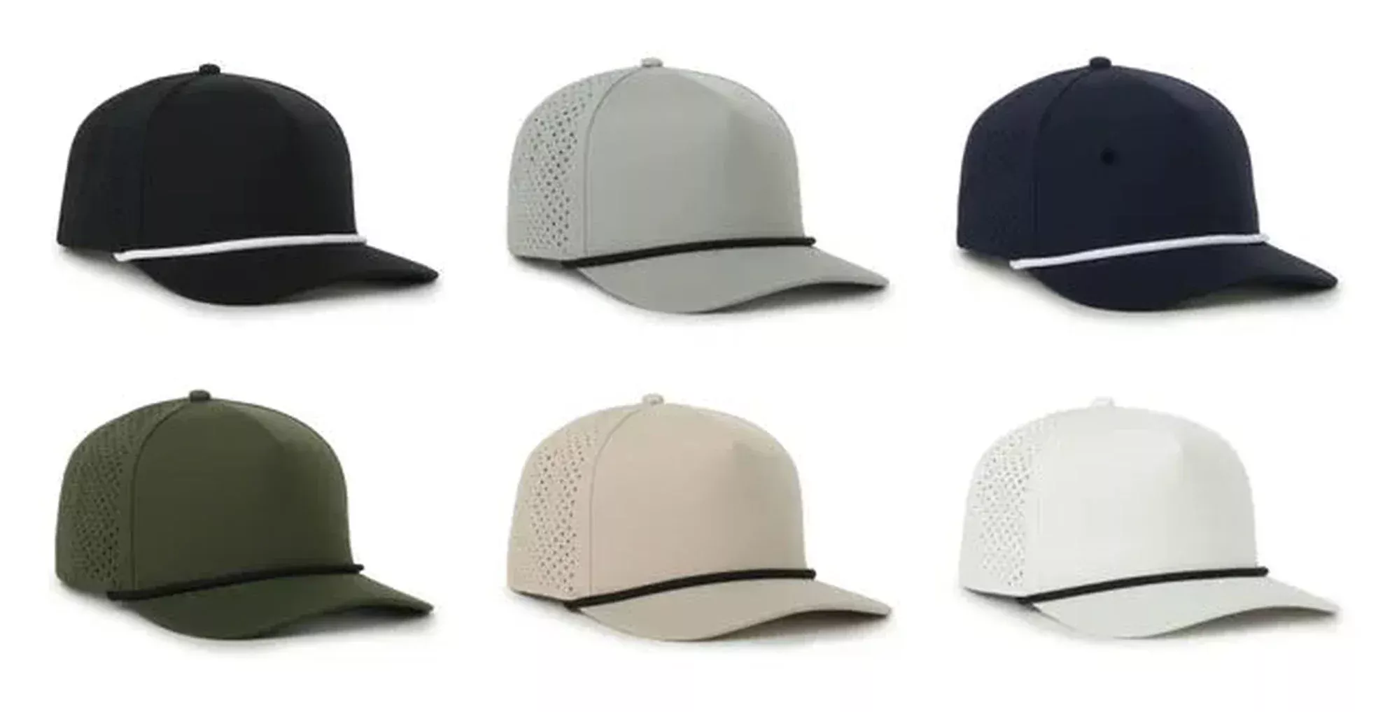 Outdoor Cap AR‑200 - High‑Crown Structured Anyrope Perforated 5‑Panel Cap with Flat Visor and Interchangeable Cords