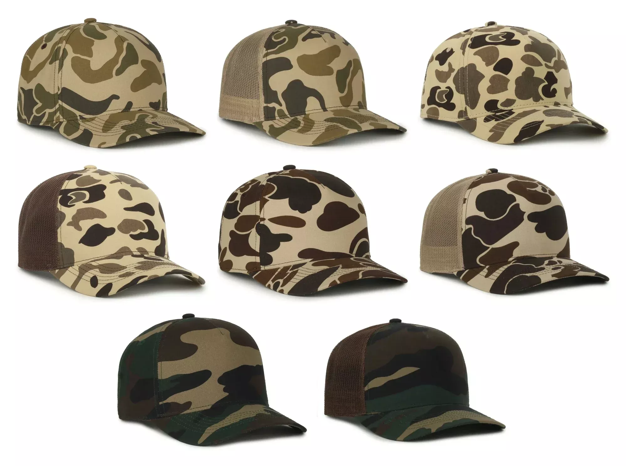 Outdoor Cap GC101 5-Panel Camo Mesh Back Hat – Structured Pro Round Crown Cap