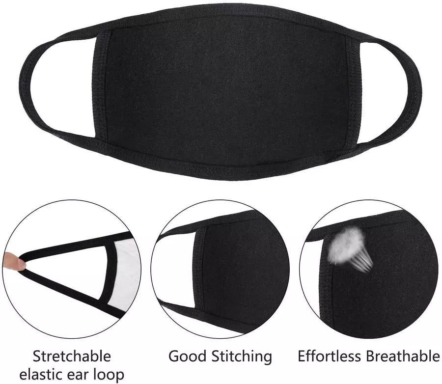 Pack of 3 Cotton Face Masks Face Covers - Made in USA - Washable, Reusable, Adjustable, Non-Medical