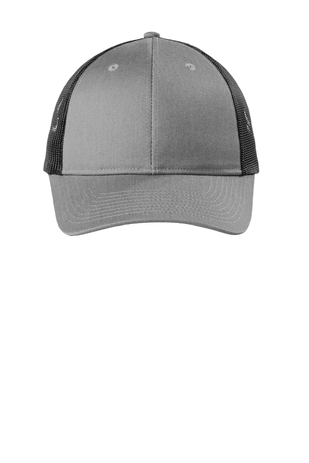 Port Authority Hats Mens Low Profile Snapback Trucker Hat - Heather Grey/Black