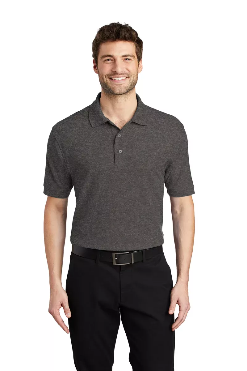 Port Authority K500 Silk Touch Polo - Charcoal Heather Grey