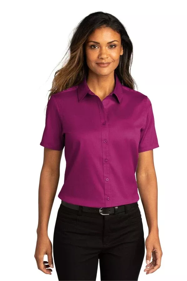 Port Authority Ladies Short Sleeve SuperPro™React™Twill Shirt. LW809