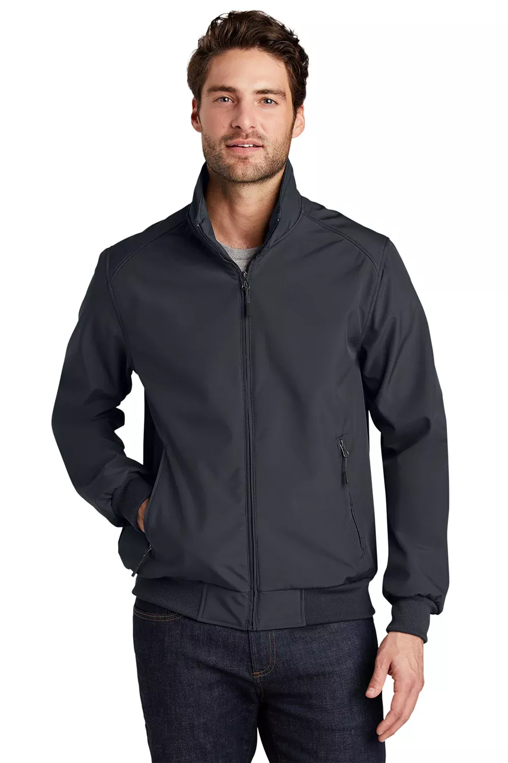 Port Authority Mens Bomber Wind & Water Resistant Full Zip Jacket - Battleship Grey