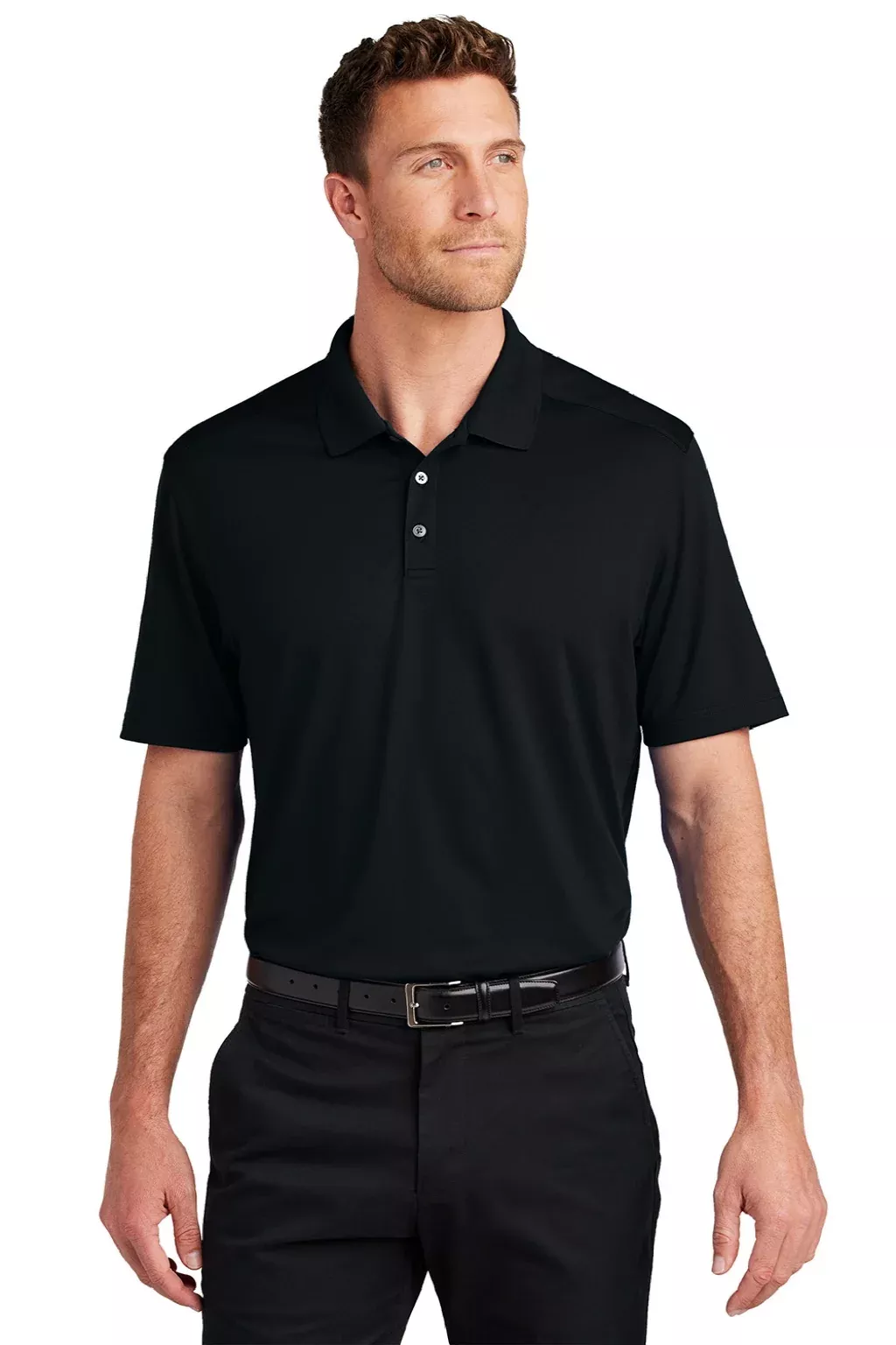 Port Authority Mens City Easy Care Moisture Wicking Short Sleeve Polo Shirt - Black