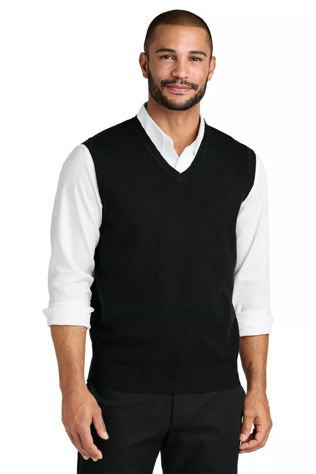 Port Authority Mens Easy Care V-Neck Sweater Vest - Deep Black