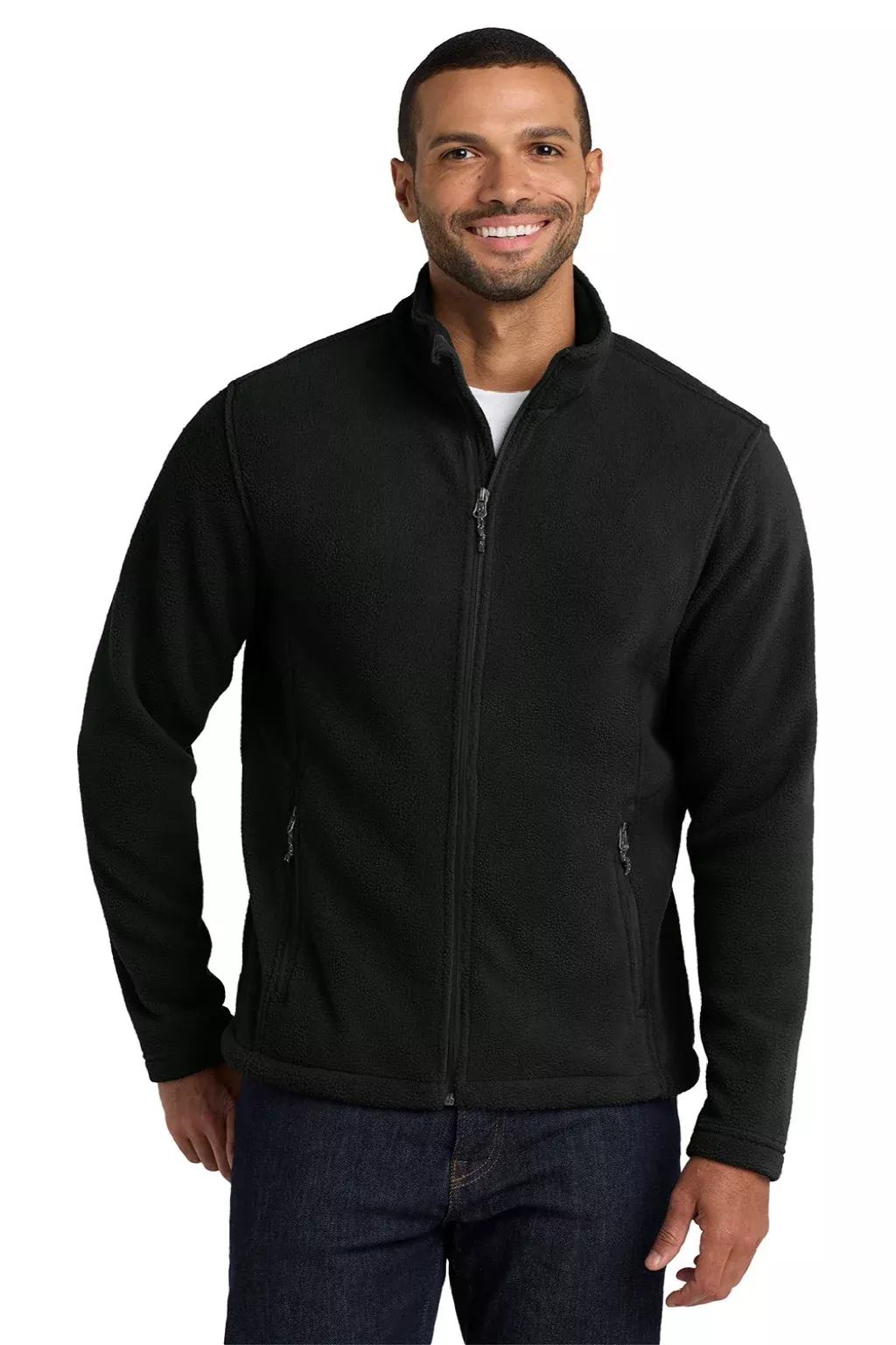 Port Authority Mens Full Zip Fleece Jacket - Black