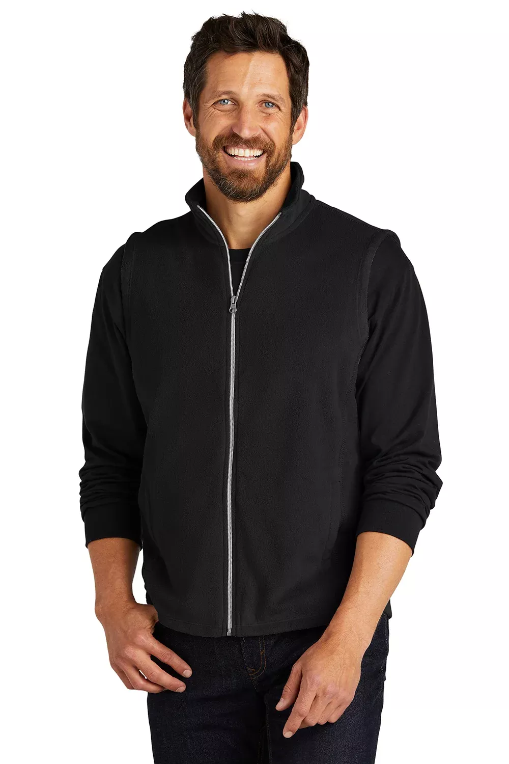 Port Authority Mens Pill Resistant Microfleece Full Zip Vest - Black