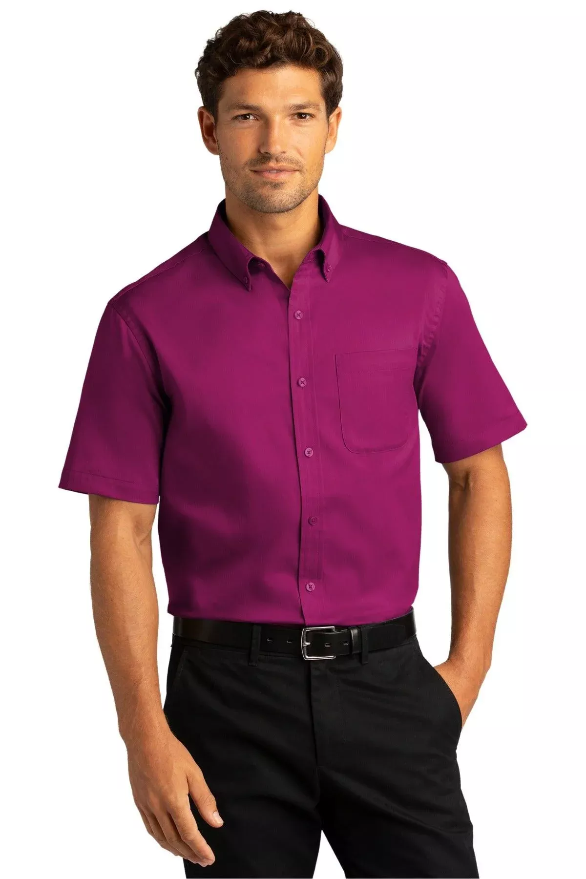 Port Authority Short Sleeve SuperPro React Twill Shirt. W809 Plus Size