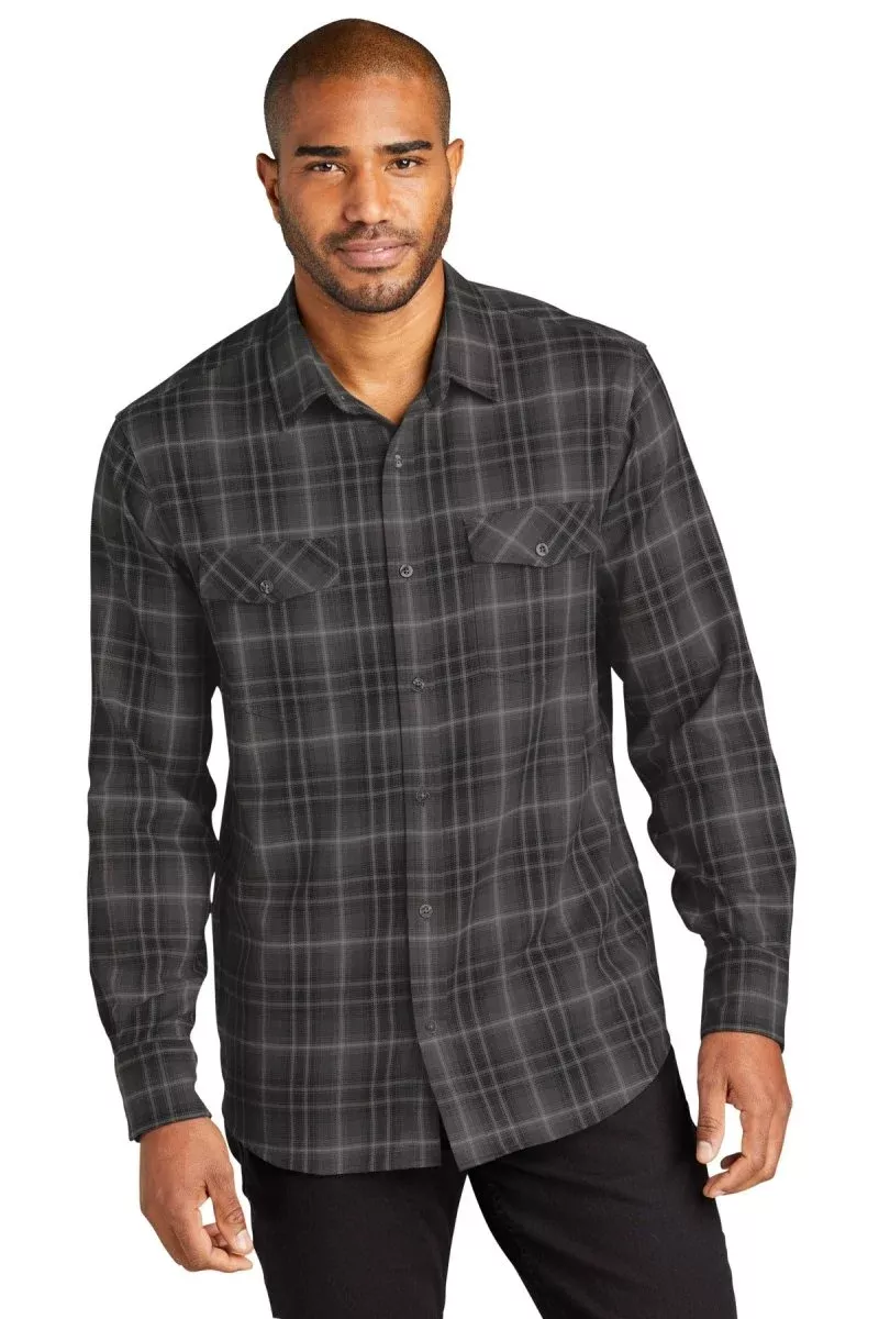 Port Authority W672 Long Sleeve Ombre Plaid Shirt