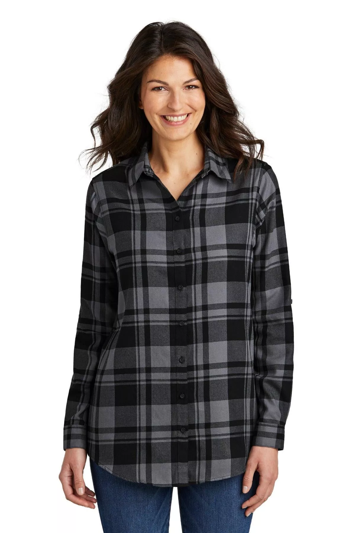 Port Authority Women's Plaid Flannel Tunic . LW668 Plus Size