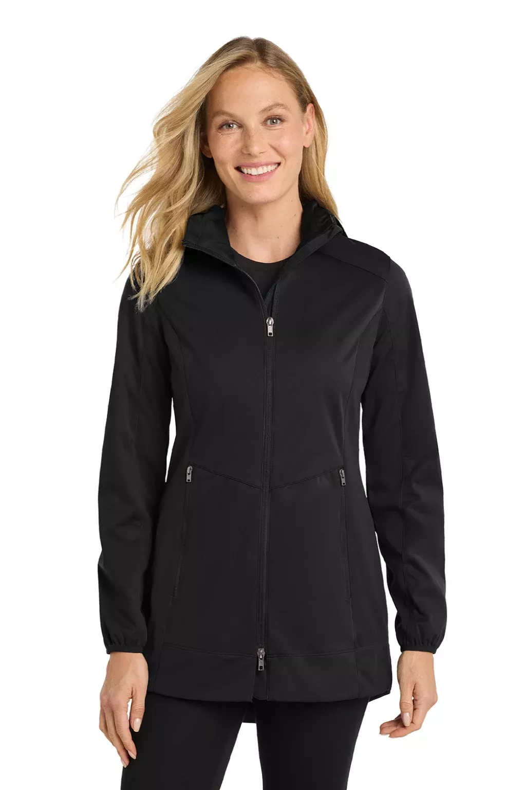 Port Authority Womens Active Wind & Water Resistant Full Zip Hooded Jacket - Deep Black