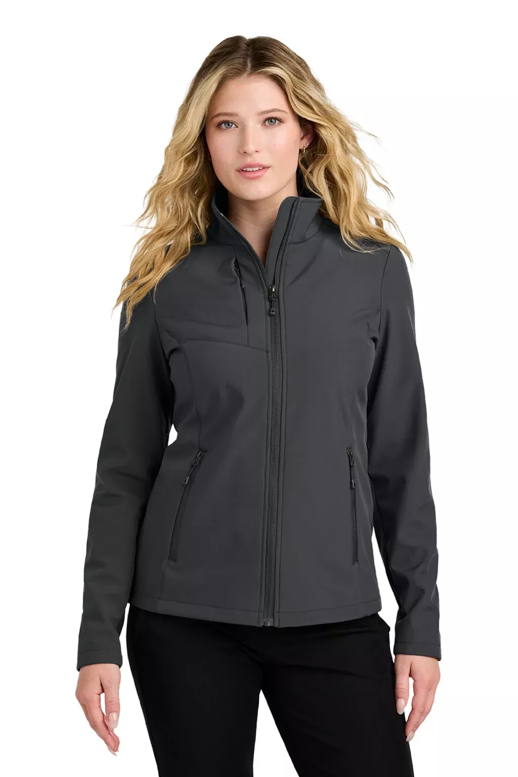 Port Authority Womens C-FREE Core Water Resistant Soft Shell Full Zip Jacket - Steel Grey