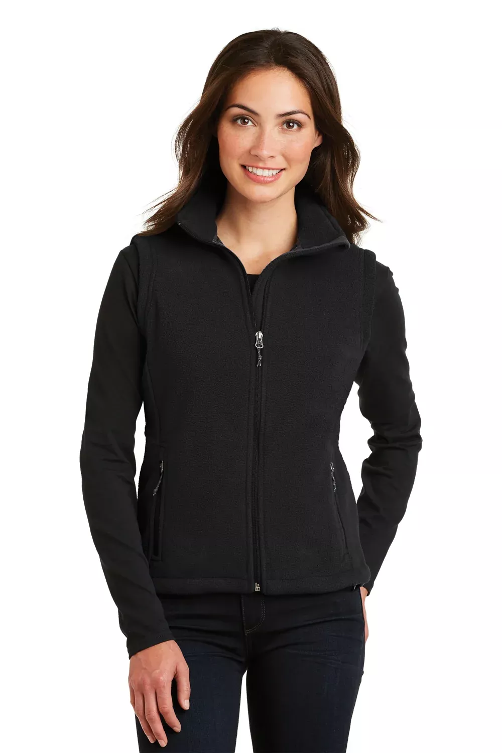 Port Authority Womens Full Zip Fleece Vest - Black