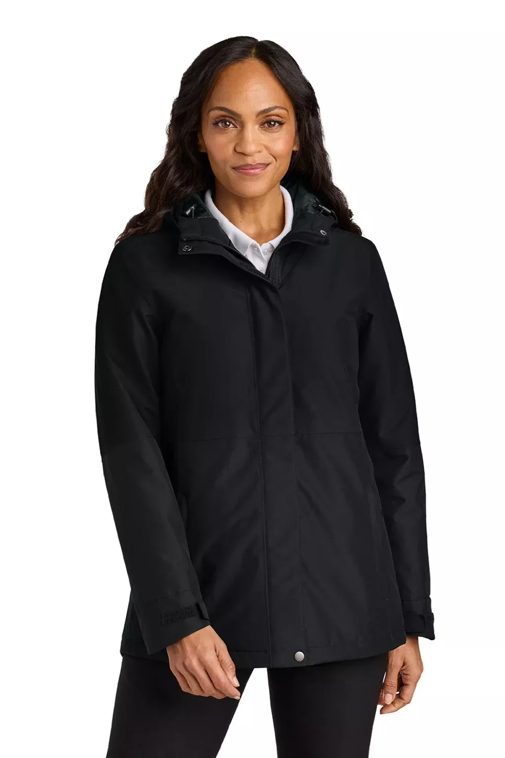 Port Authority Womens Insulated Ripstop Full Zip Hooded Jacket - Deep Black