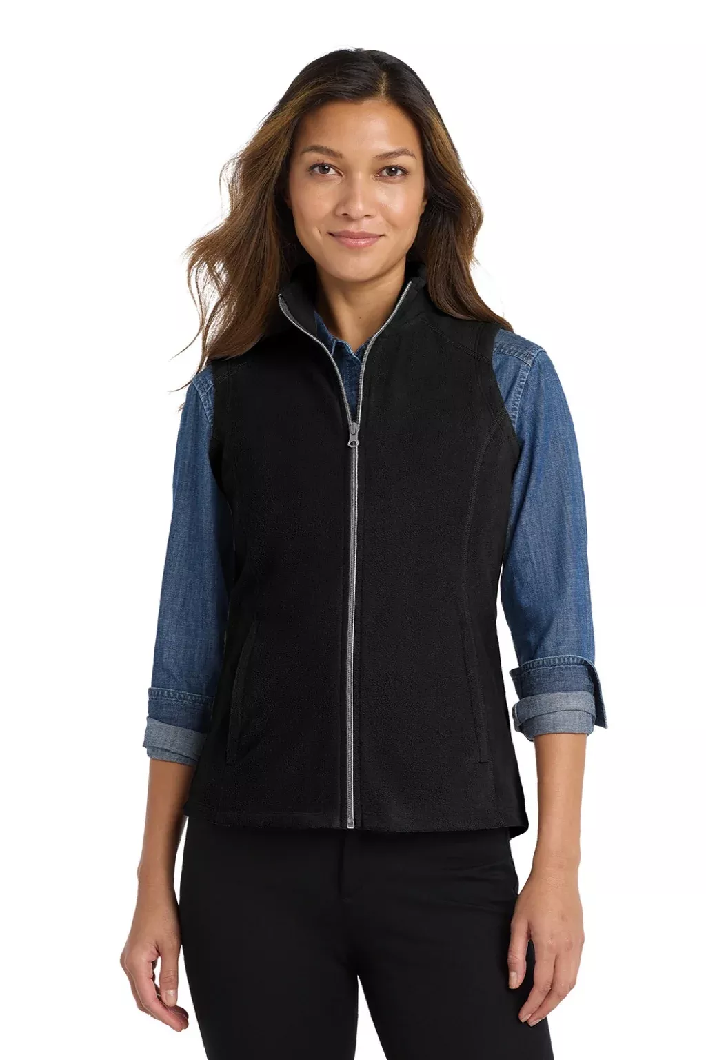 Port Authority Womens Pill Resistant Microfleece Full Zip Vest - Black