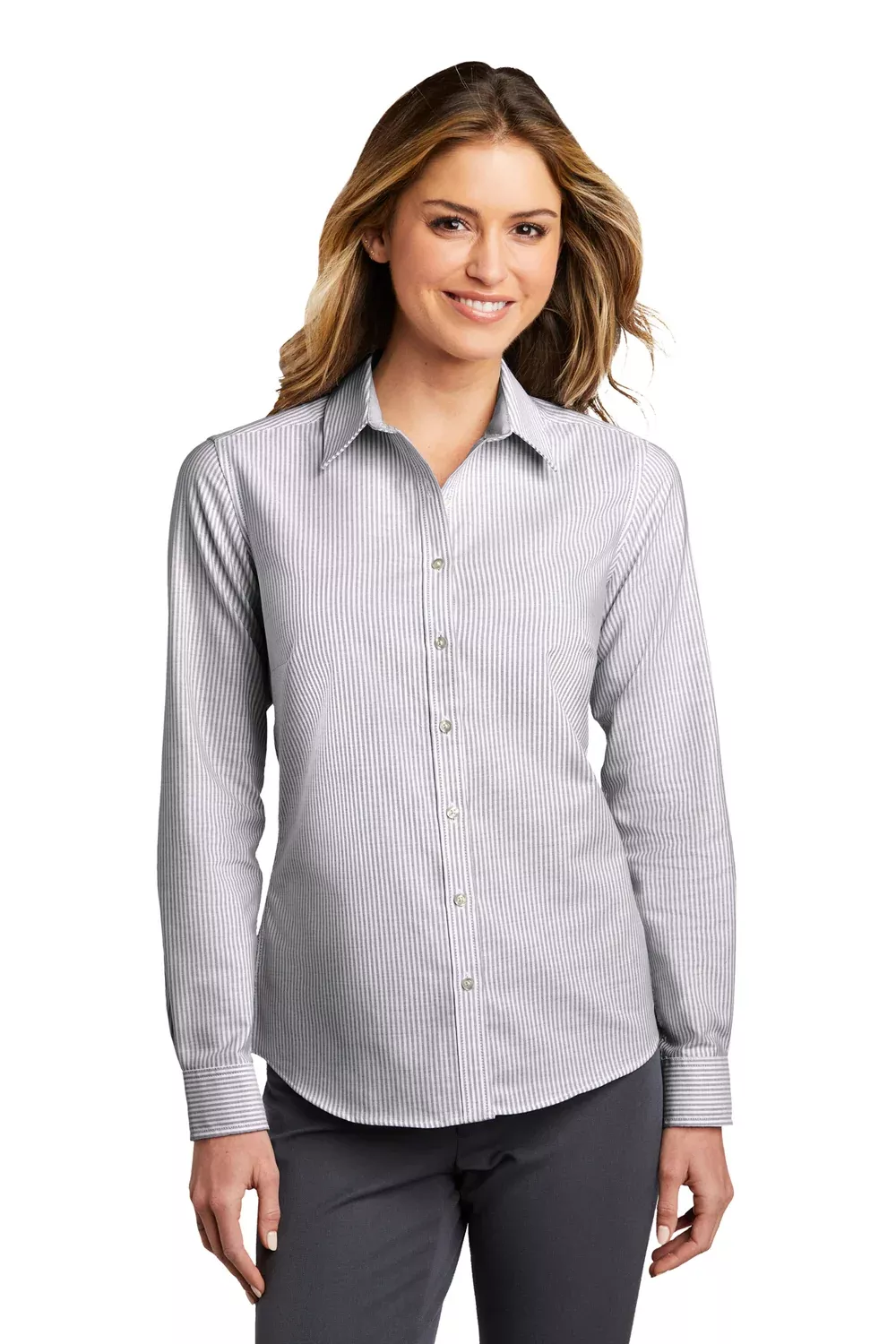 Port Authority Womens SuperPro Wrinkle Resistant Long Sleeve Button Down Shirt - Black