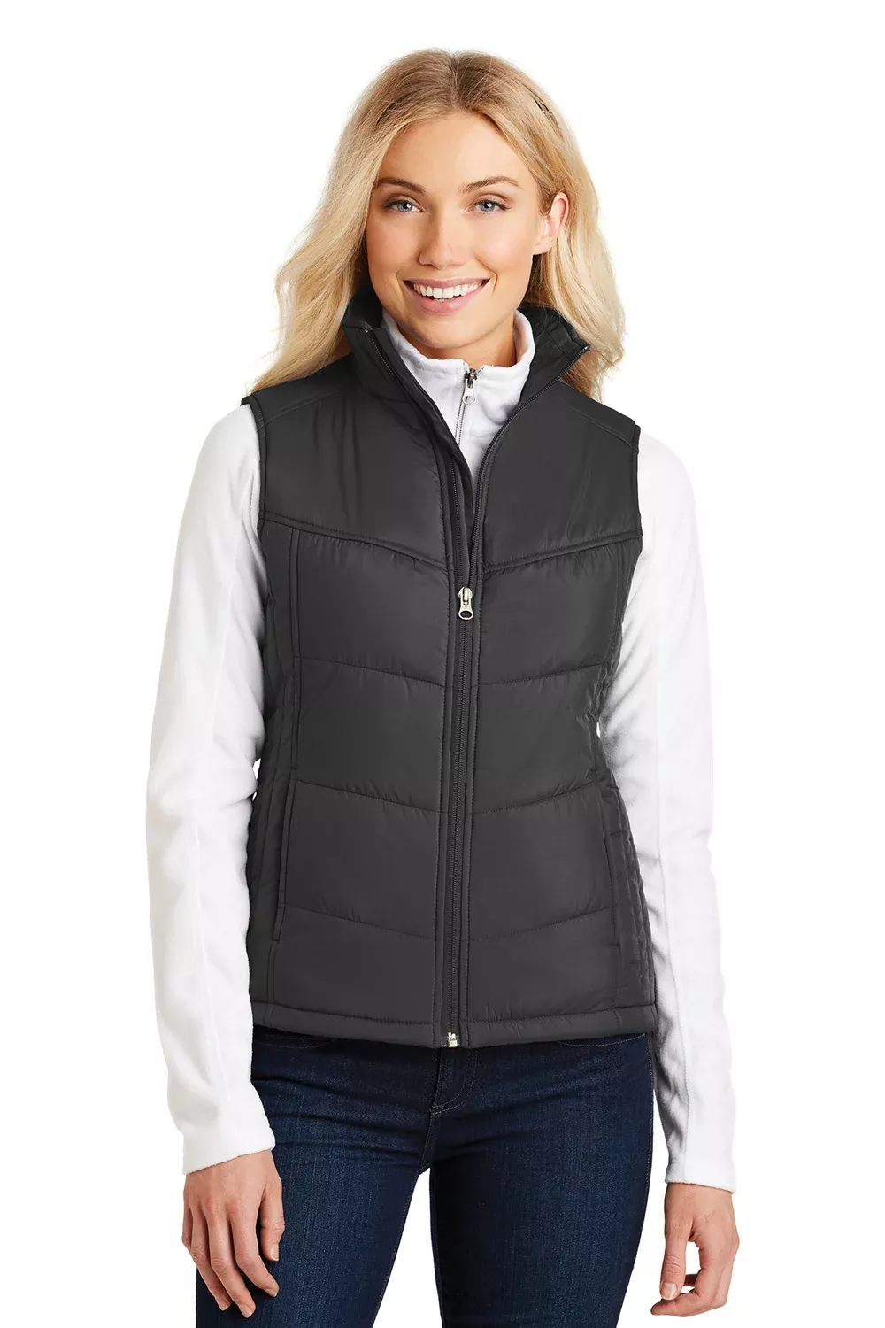 Port Authority Womens Wind & Water Resistant Full Zip Puffy Vest - Black