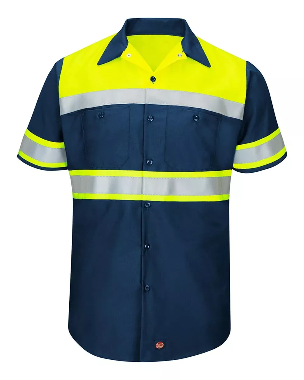Red Kap Men's Tall Hi-Visibility Colorblock Ripstop Short Sleeve Work Shirt