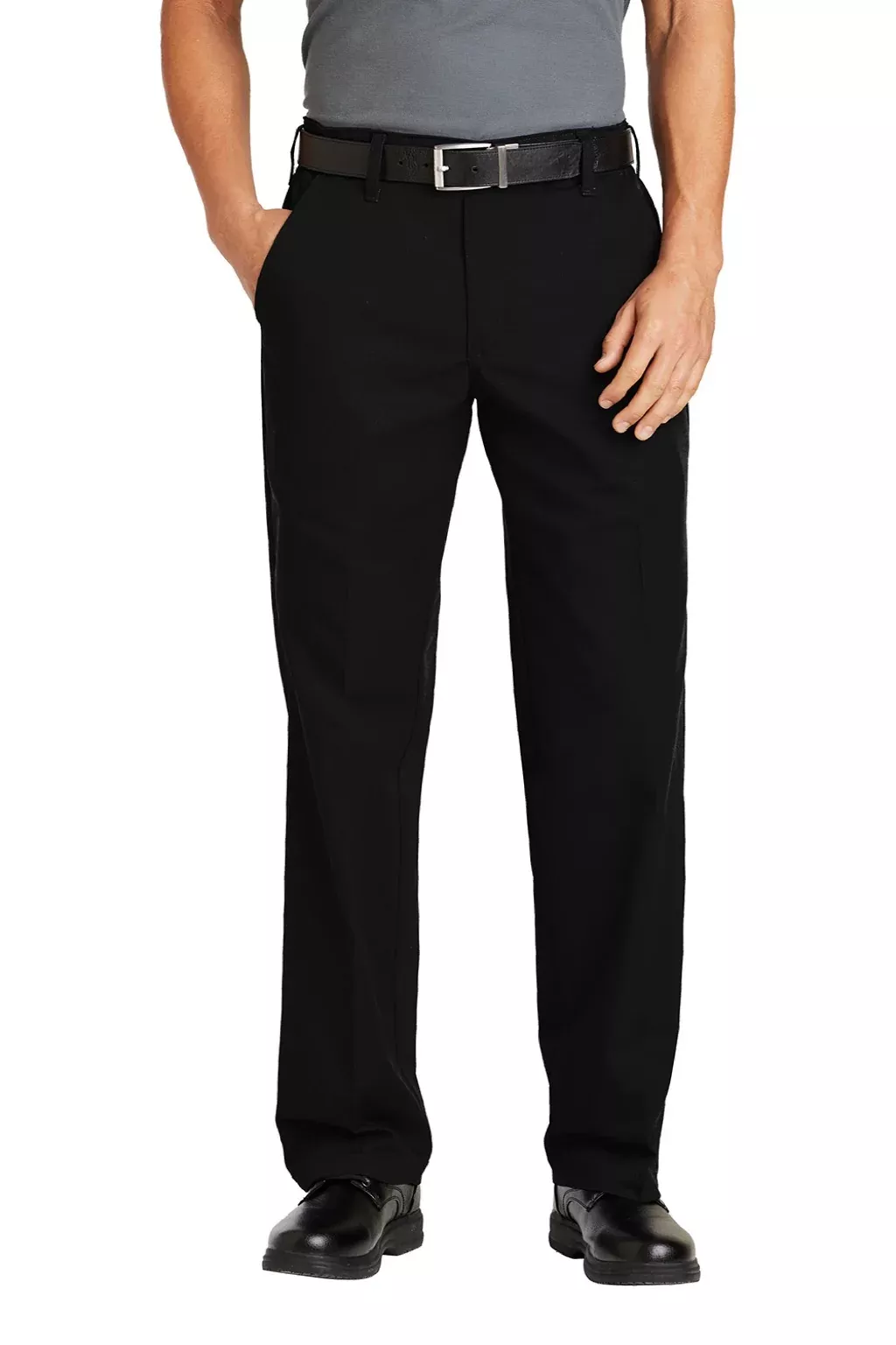 Red Kap Mens Elastic Insert Wrinkle Resistant Pants w/ Pocket - Black