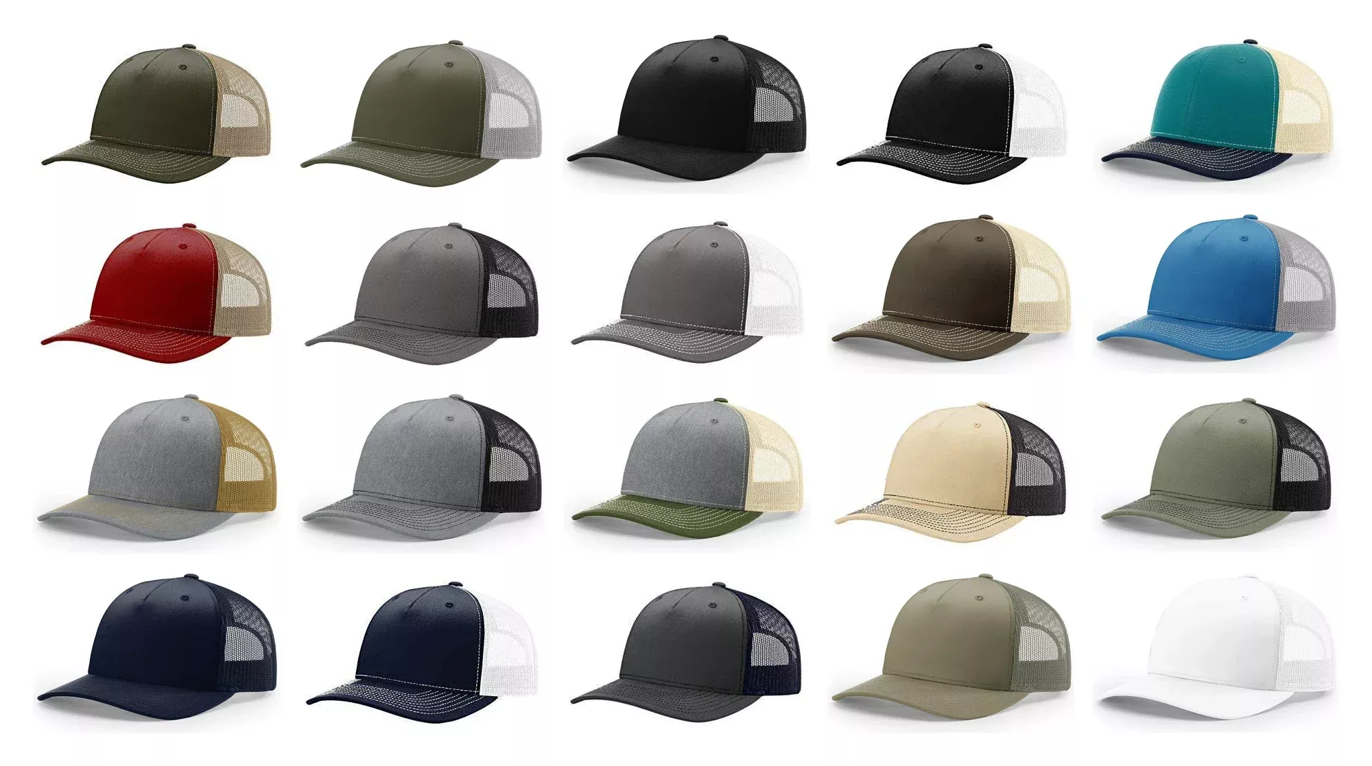 Richardson 112FP Trucker Hat Five Panel Cap Adjustable Split Hat Snapback Cap