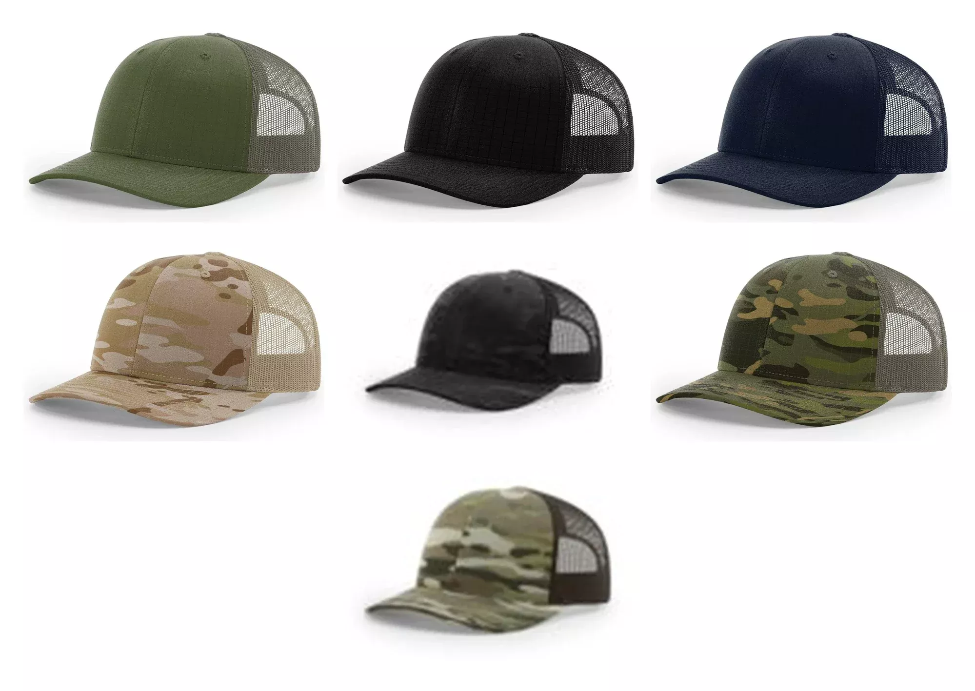 Richardson 112T Tactical Snapback Trucker Hat - Tactical Snapback Cap with No Button Crown and MultiCam Print