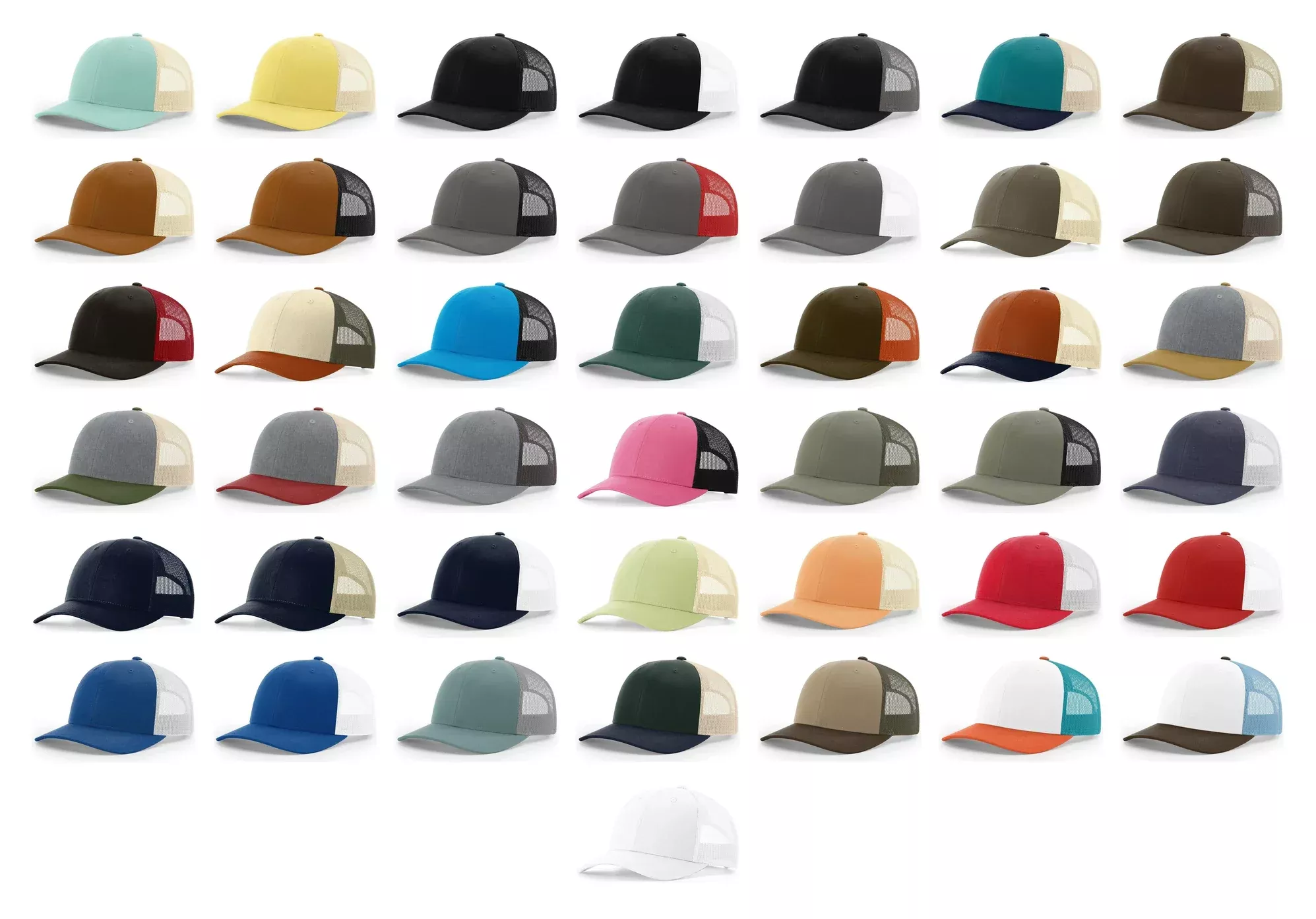 Richardson 115 Trucker Hat Low Profile Snapback 6 Panel Hat Trucker Cap MD/LG
