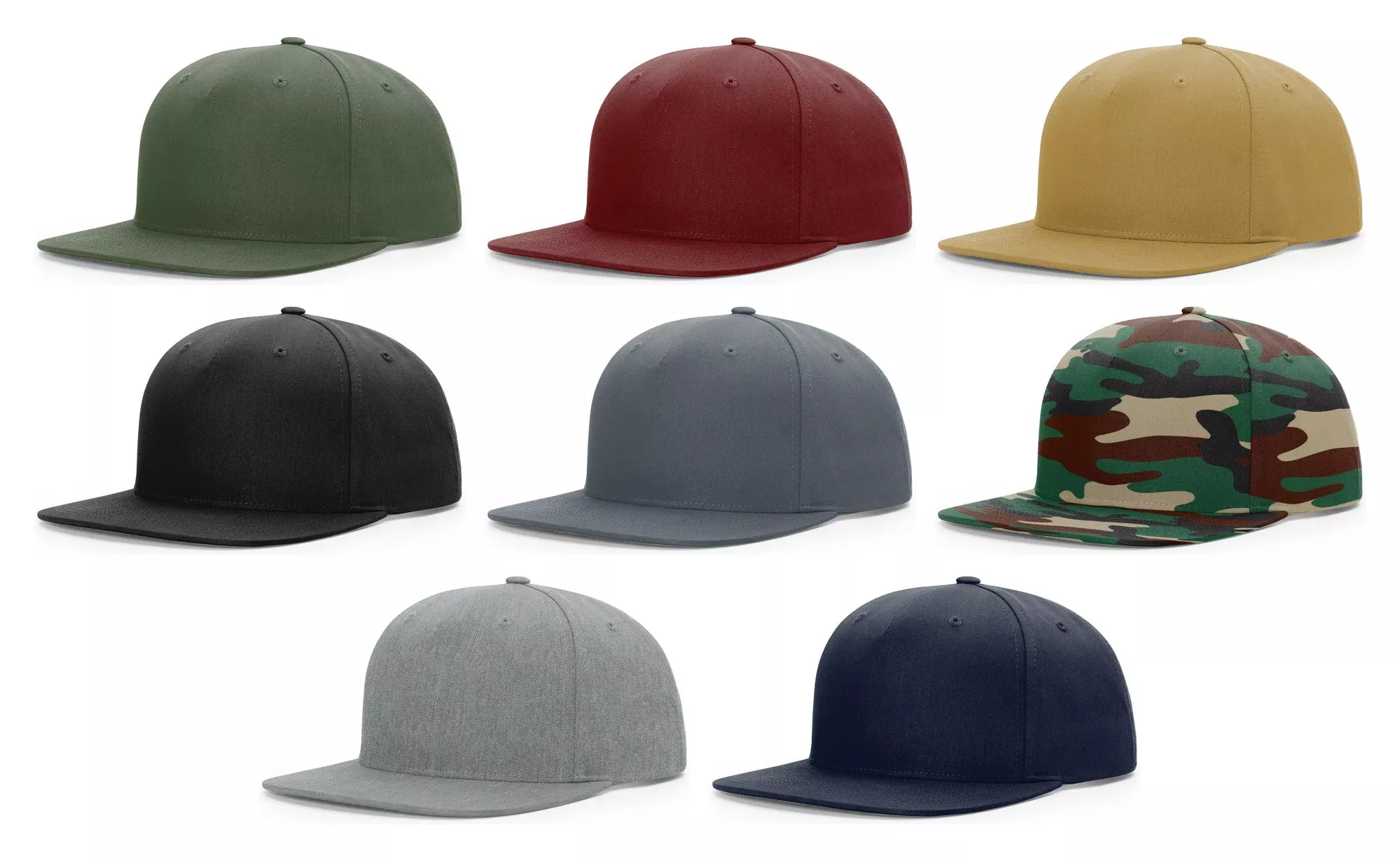 Richardson 255 Pinch-Front Structured Snapback Hat – 5-Panel Flat-Bill Cap OSFM
