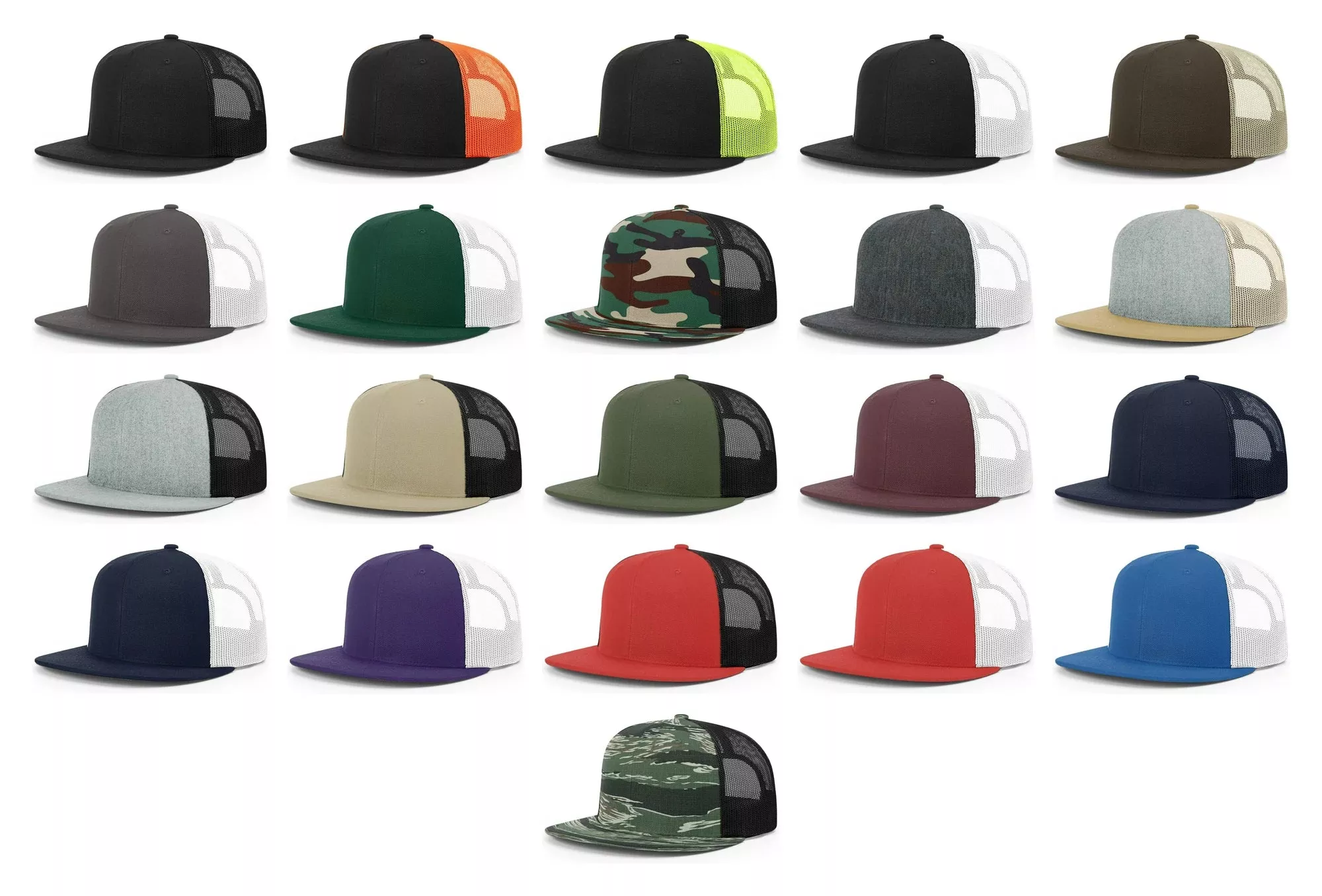 Richardson 511 Flatbill Hat Wool Blend Hi-Pro Trucker Adjustable Snapback - OSFM
