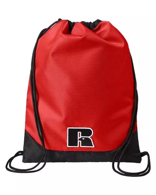 Russell Athletic UB84UCS Lay-Up Carrysack Drawstring Bag - Polyester Cinch Bag with Embroidered Logo | One Size