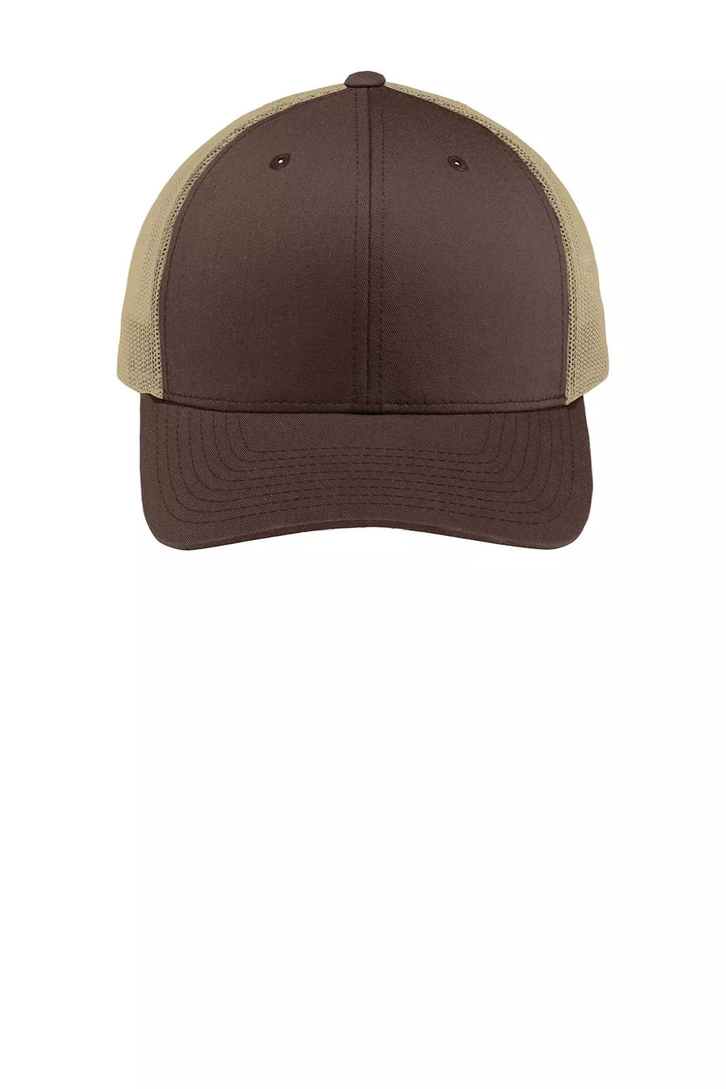 Sport-Tek Hats Mens Adjustable Trucker Hat - Chocolate Brown/Khaki
